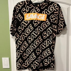 Worn “Savage” shirt with hood
